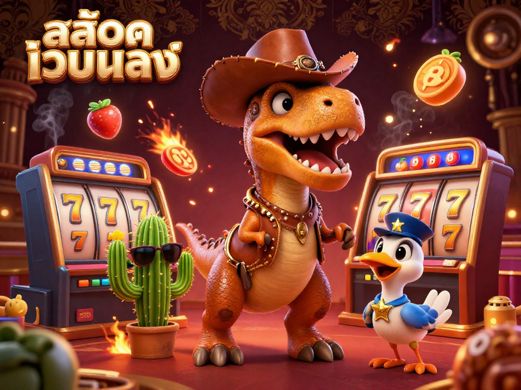 Unlock winning strategies at สล็อตเว็บตรง with dynamic slot reels and vibrant casino characters.