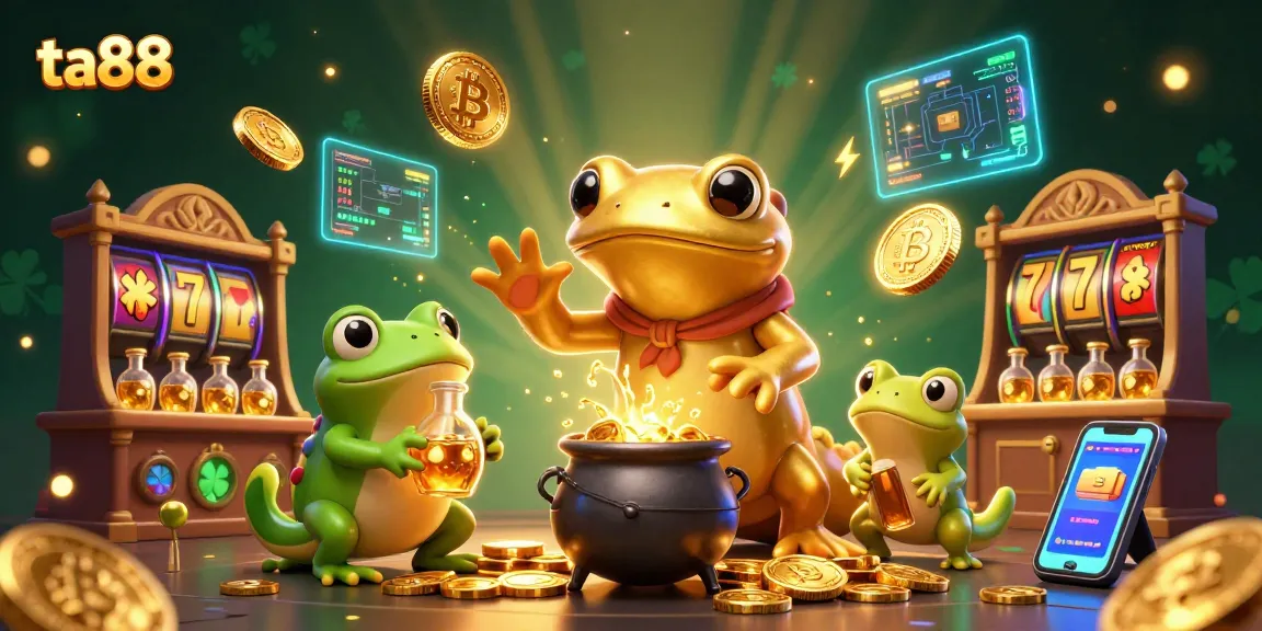 Experience winnings at ta88 in a vibrant casino scene filled with gold coins and crypto elements.
