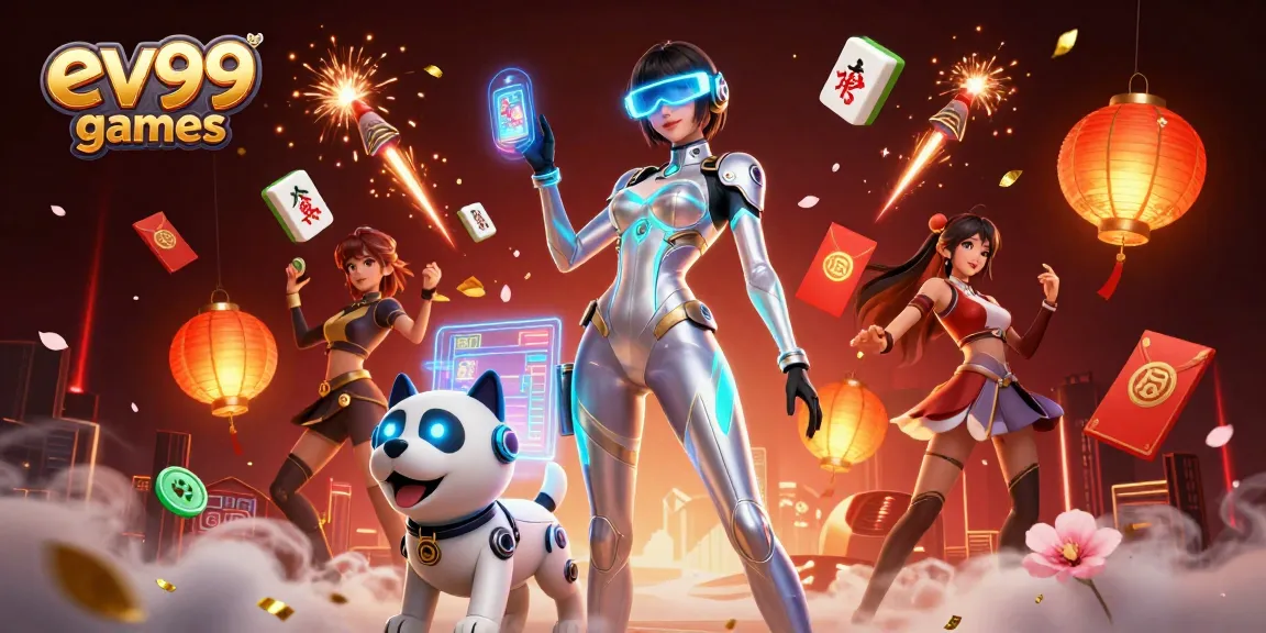Experience thrilling gameplay at ev99 games with a futuristic casino setting featuring vibrant visuals and dynamic elements.
