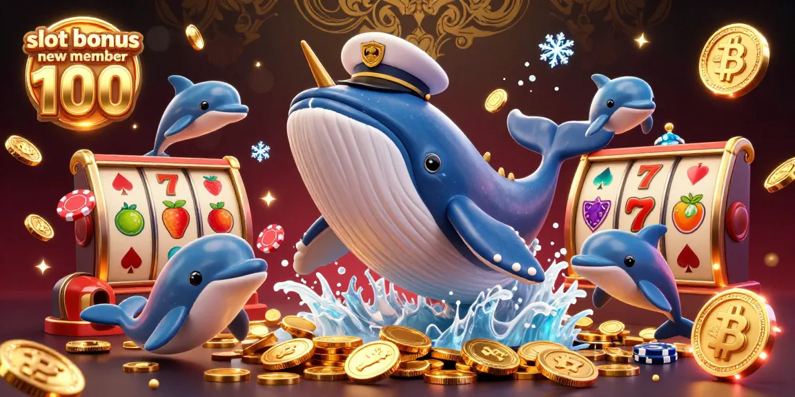 Exciting gameplay with slot bonus new member 100 featuring a cartoon whale and tokens.