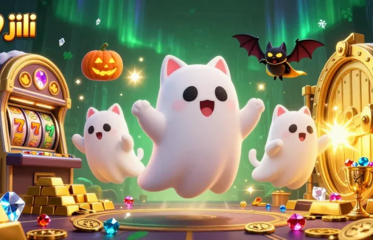 Experience the vibrant world of 999 jili with alluring ghost cat, treasures, and slot games.