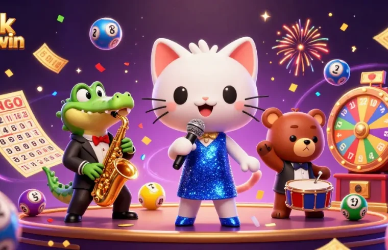 Engage with Link Sunwin as a jazz-singer cat, crocodile, and bear cub animate a vibrant casino scene filled with excitement.