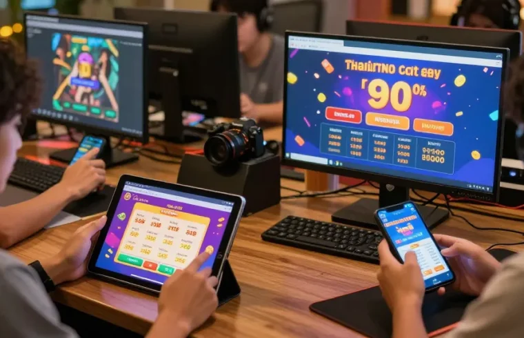 Exploring ทางเข้าfun88 ล่าสุด ไม่โดนบล็อก while players analyze payout rates on devices, creating a vibrant online lottery atmosphere.