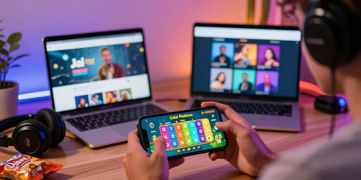 Engaging jaiclub login experience with vibrant gaming display and accessories.