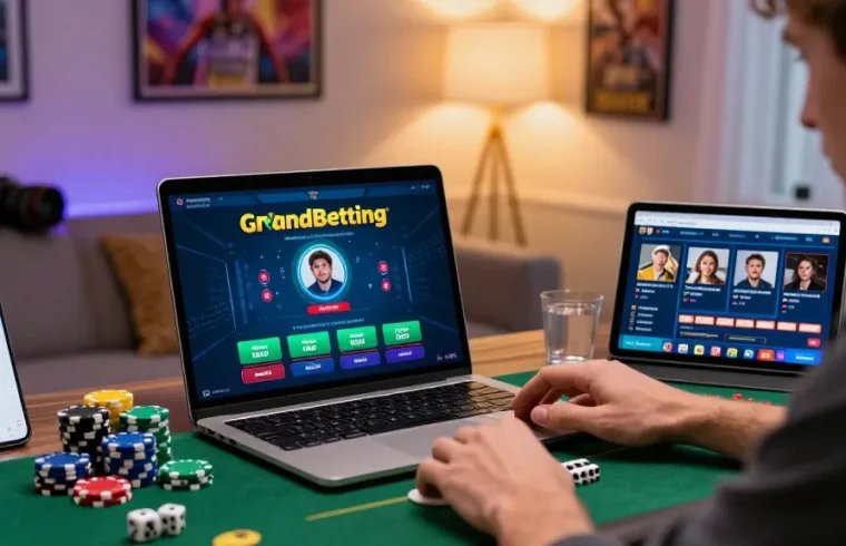 Engaging with Grandbetting in a modern home setup for online gambling.