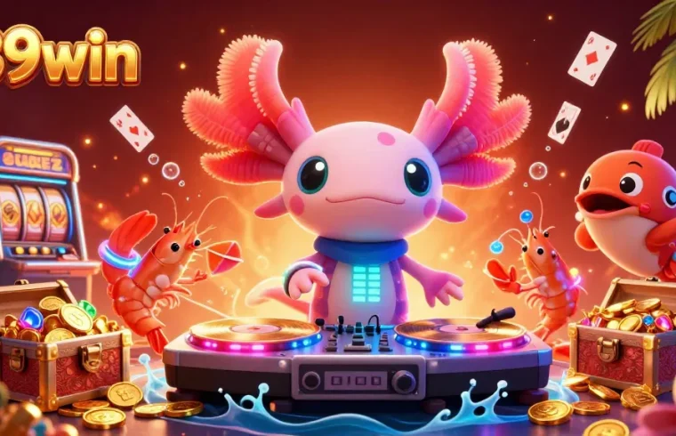 Experience thrilling fun with 789win's vibrant underwater casino adventure featuring the axolotl DJ.