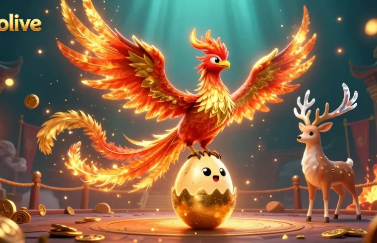 Socolive showcases a vibrant scene with a fiery phoenix and mystical stag in a casino-themed setting.