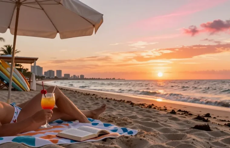 Pengunjung santai di pantai Miami sambil menikmati koktail dan pemandangan indah. https://miami4d.com/